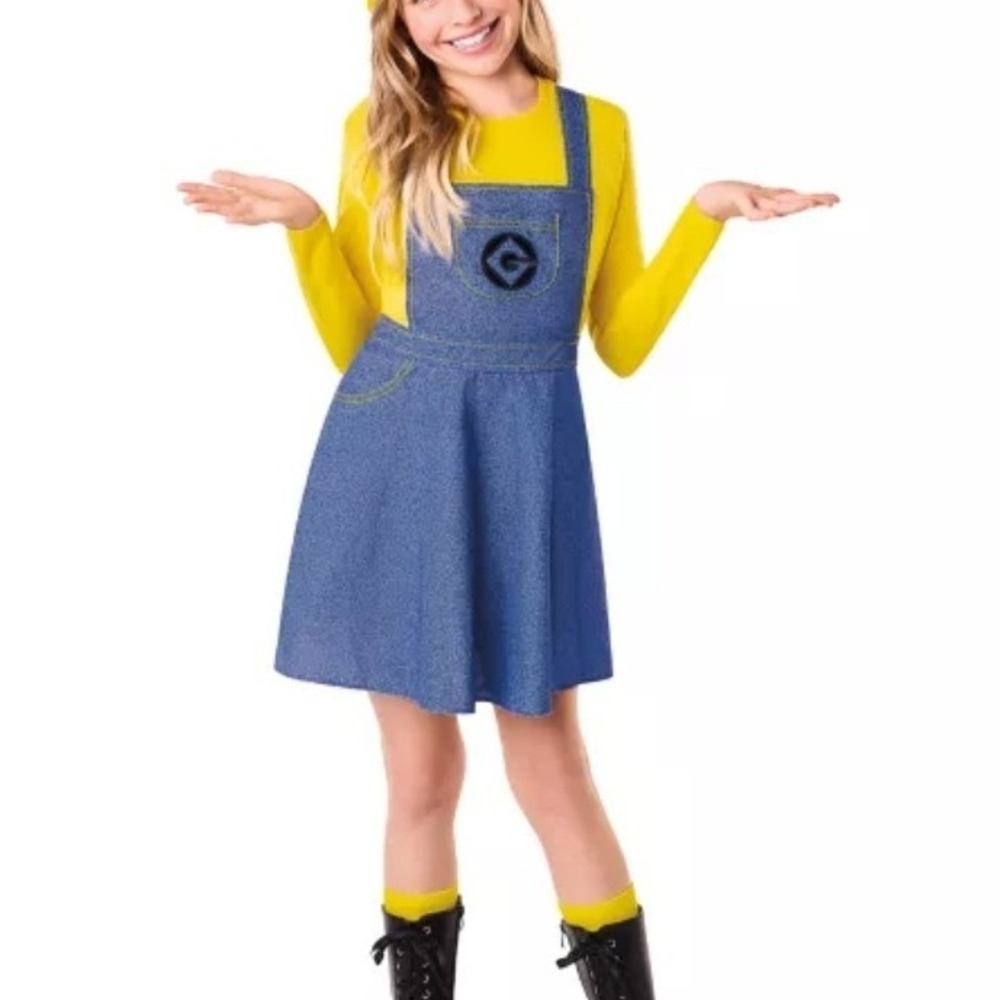 Minions Girls Medium Long Sleeve Pinafore Skater Dress Cosplay Gru